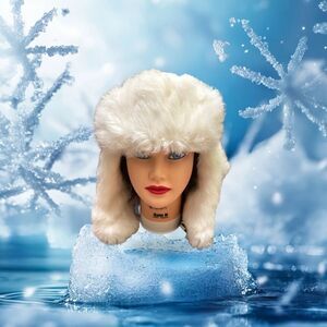 Women’s  MAD BOMBER Winter Natural Rabbit Fur  Hat